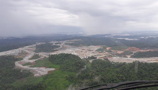 Aerial view of the Minera Panamá open-pit mine in the Donoso Protected Area. Photo courtesy of Tv Indígena and Wagua Films.
