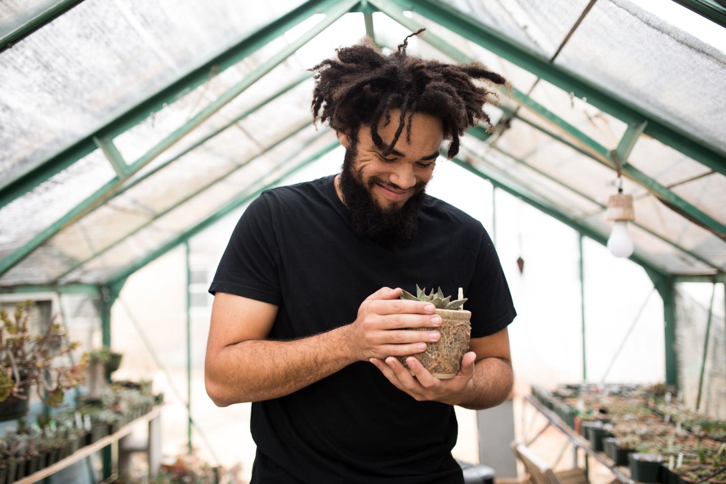 Tyler in the greenhouse