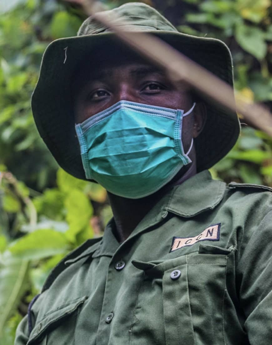 Bahait Lukoo Emmanuel wearing a medical mask