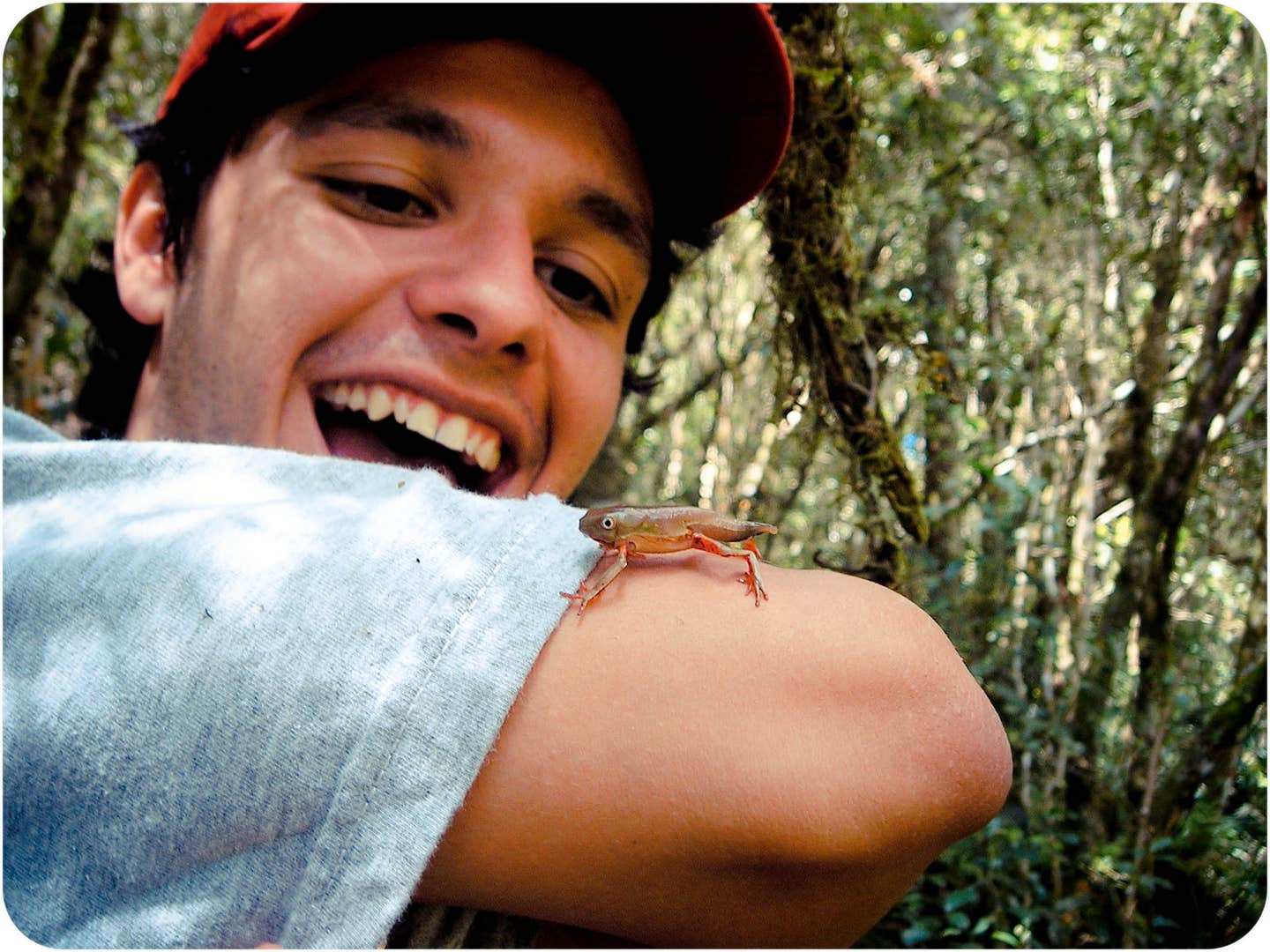 Luis with frog