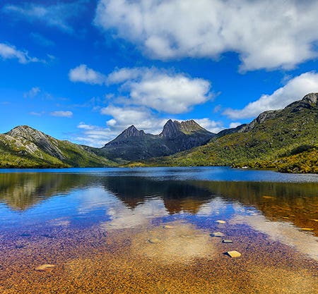 mountain and lake