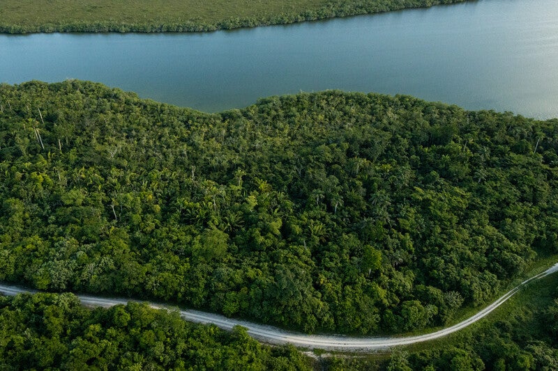 Aerial view of central Belize