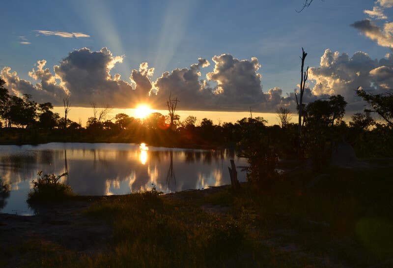 view of water with a sunset