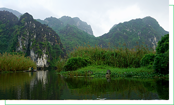 large rock structures and water