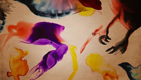 water color painting with abstract animals