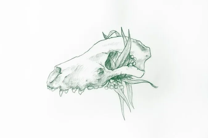 illustration of the skull of a tasmanian tiger