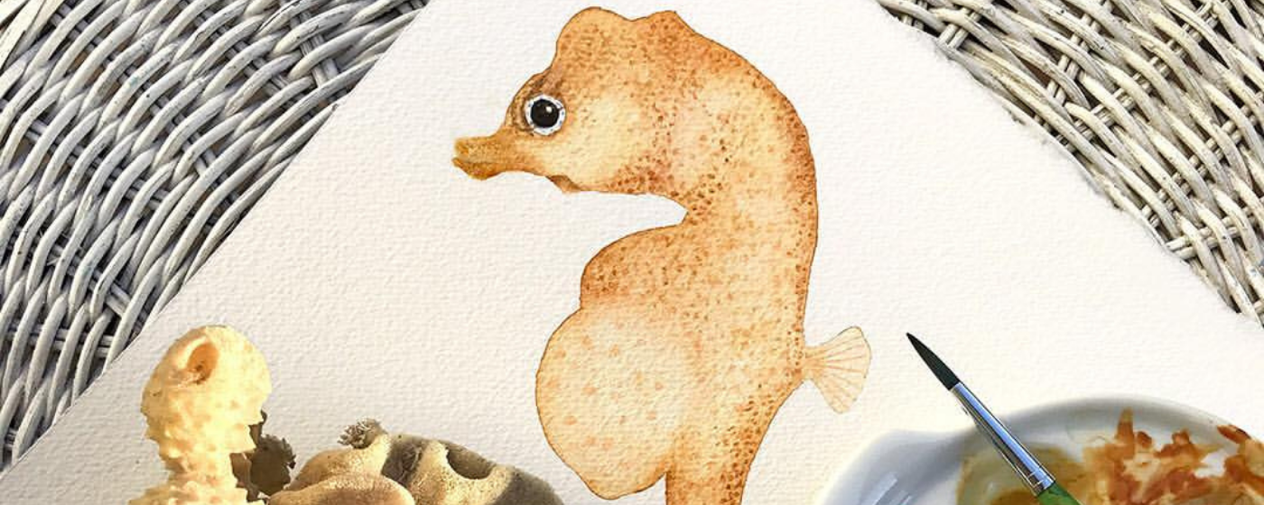 water color painting of a seahorse