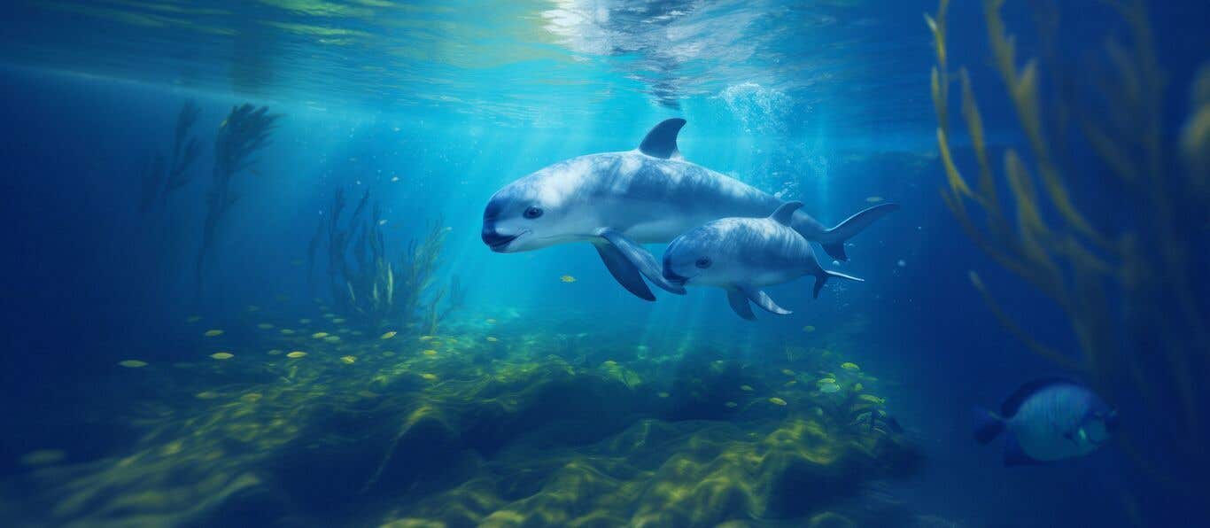 Vaquitas swimming
